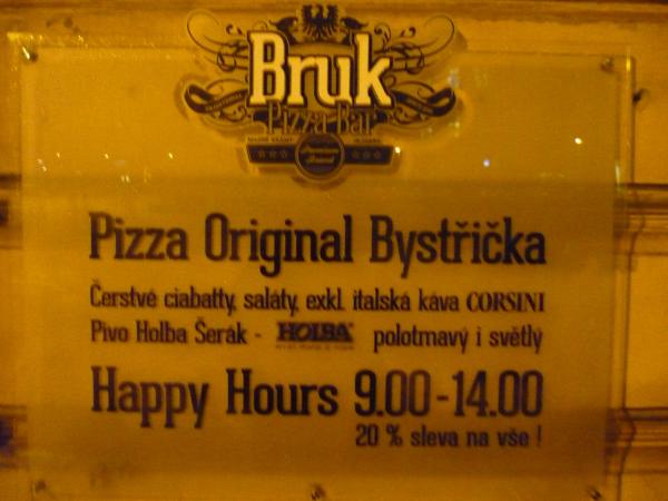 Cedulka Pizza bar Bruk