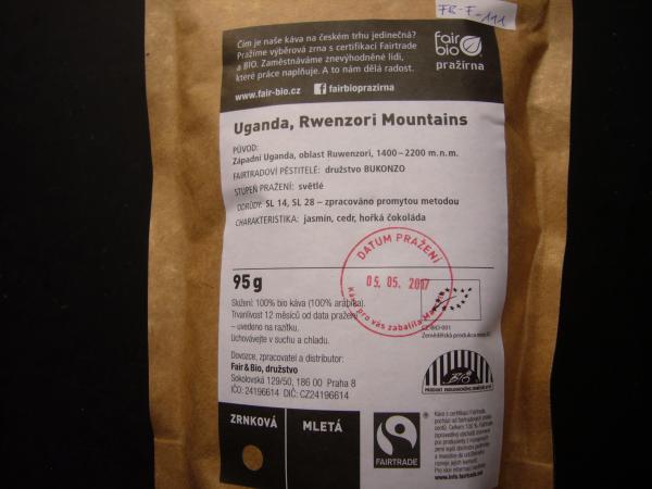 fair bio pražírna - Filtrovaná Bio Káva Uganda zrno 100g