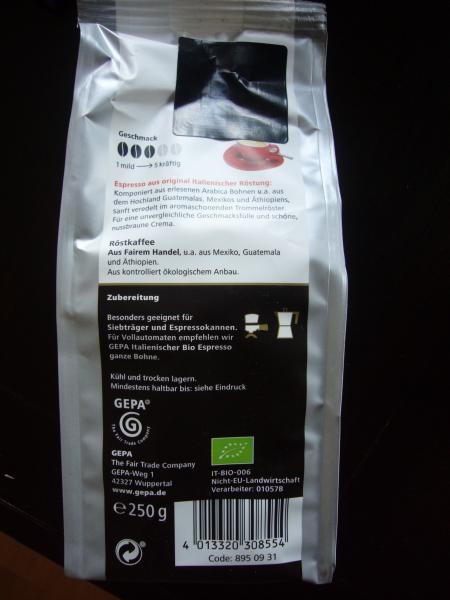 Gepa - Italienischer Bio Espresso gemahlen 250g