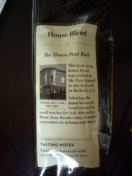 Peets Coffee - House Blend Deep Roast bean 340g