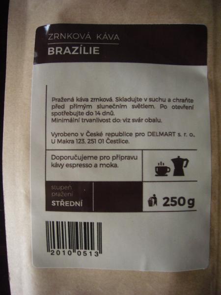 Delmart - Brazílie zrnková káva 250g