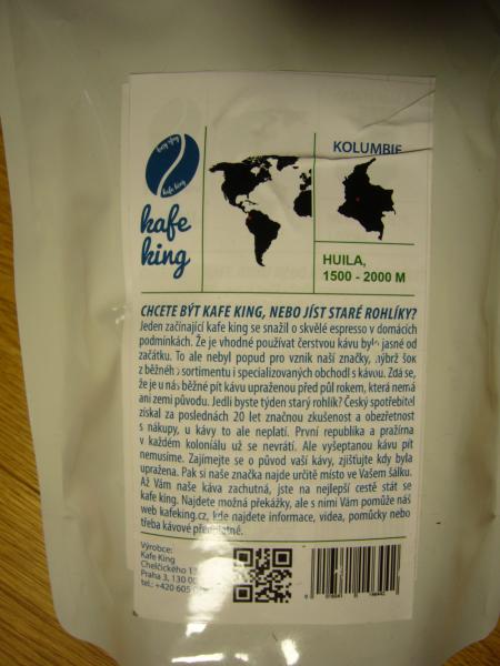 Kafe King - Kolumbie zrno 250g - text