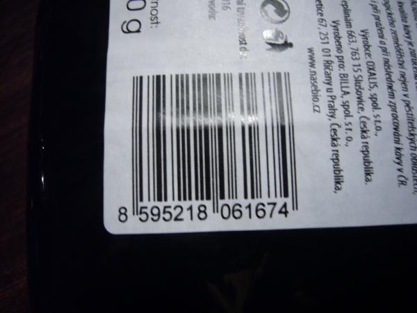 Naše Bio - Plantážní káva 100% arabika - pražená mletá 200g - code